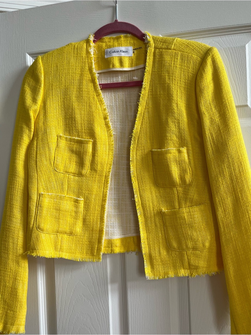 Calvin Klein Bright Yellow Woven Open-Front Jacket